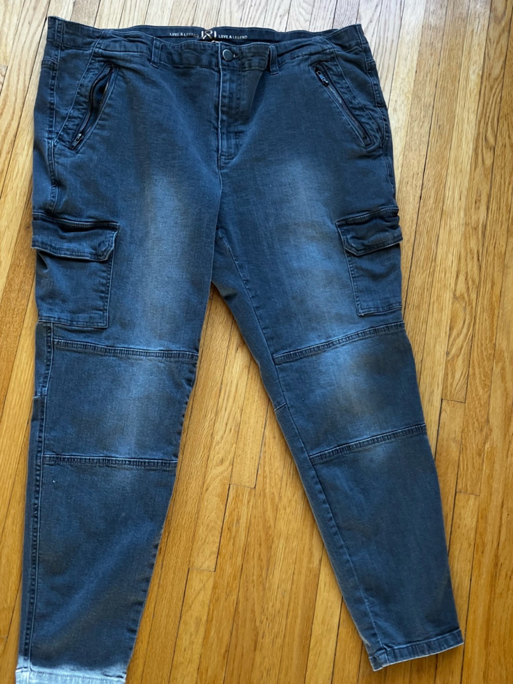 Plus size Love and Legend  Women's Straight Leg Cargo Jeans - Charcoal trendy